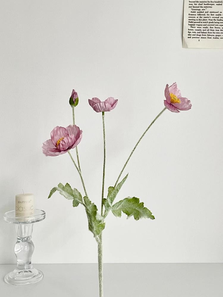 Poppy Pink Icelandic Artificial Flower Bouquet for Living Room Decoration