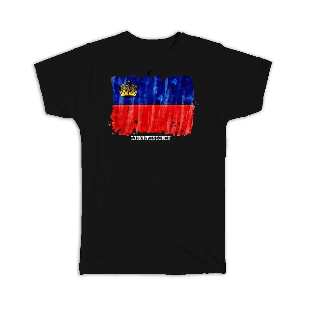 Gift T-Shirt : Liechtenstein Flag Europe Travel Expat Country Watercolor S
