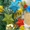 120/6Pcs Glitter Star Ornaments Christmas Tree Hanging Pentagram Pendant for Home Navidad New Year Party DIY Five-pointed Stars