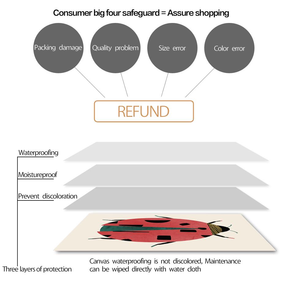 Butterfly Wall Art Ladybug Tiger Moth Beetle Feather Canvas Painting Nordic Poster Printing Wall Pictures Living Room Decoration