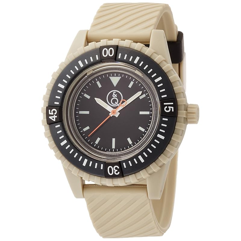 

[Cue and Cue Smile Solar]Q&Q SmileSolar watch 20BAR series black × beige RP06-003 men s