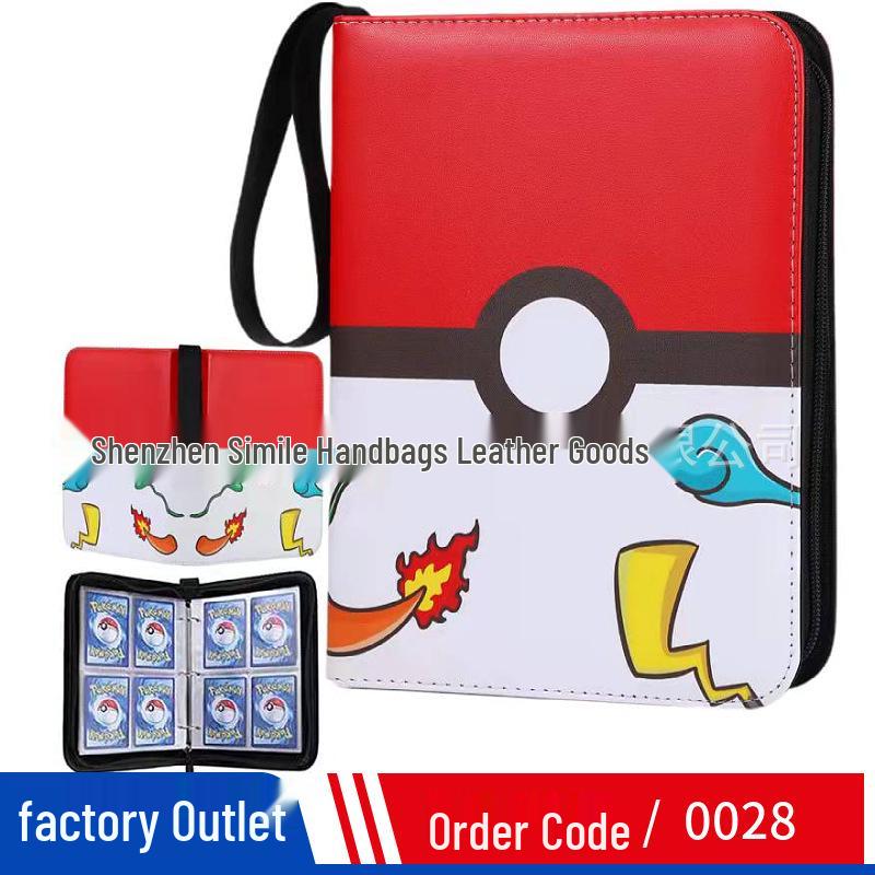 Pokémon Cartoon PU Game Card Collection Book with 4-Grid and 9-Grid Layouts