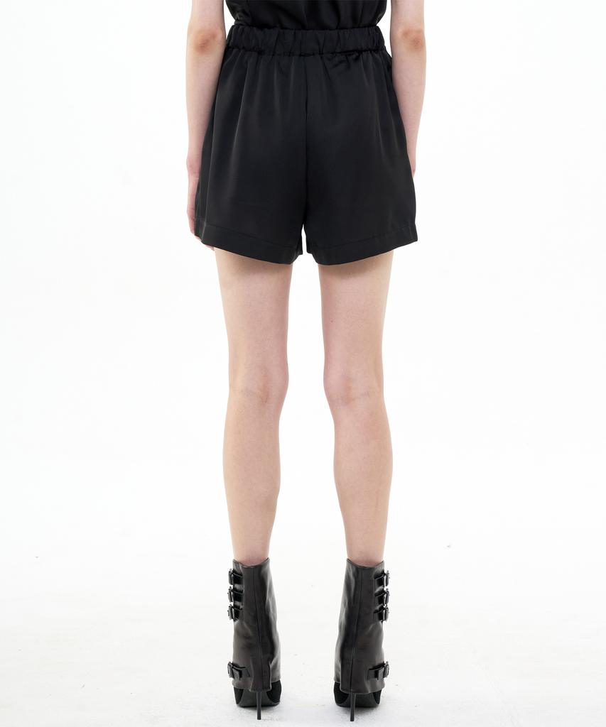 Bikwaieos Banded Satin Shorts_Black