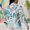 Women Plus Size Long Sleeve Collared Button Front Colorful Striped Print Shirt