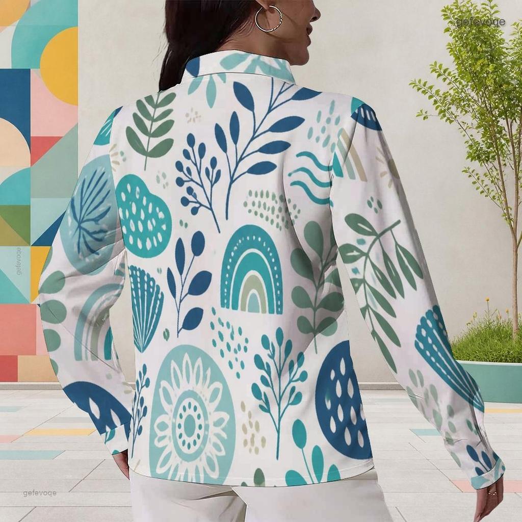 Women Plus Size Long Sleeve Collared Button Front Colorful Striped Print Shirt
