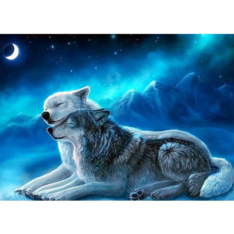 5D-Diamantmalerei, Wolf, rund, Kreuzstich, Diamantstickerei, Tiere, Perlenbild, Kits, Kunsthandwerk, Heimdekoration