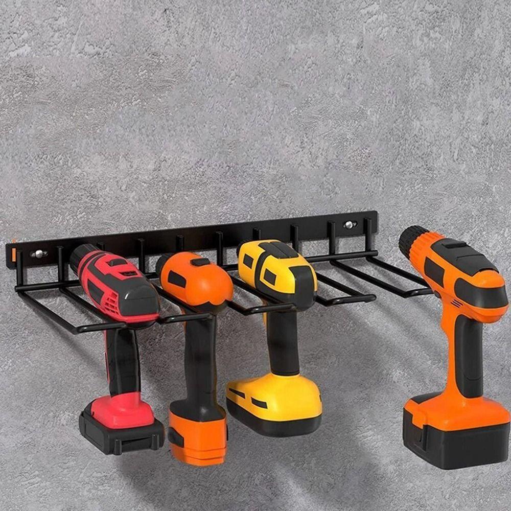 Iron Hand Power Tool Organizer Rack Black Heavy Duty Floating Tool Shelf Wall Mounted Space Saving Electric Drill Tools Shelf