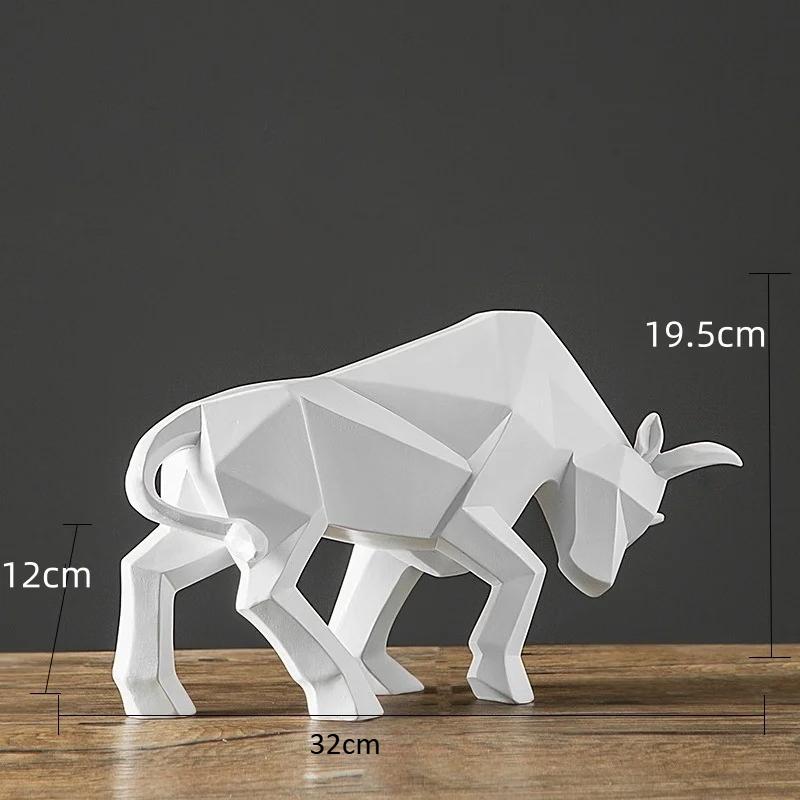 Абстрактная статуэтка быка Геометрическая скульптура быка Декор для дома Животное Украшение Офис Современная Гостиная Аксессуары для интерьера белый