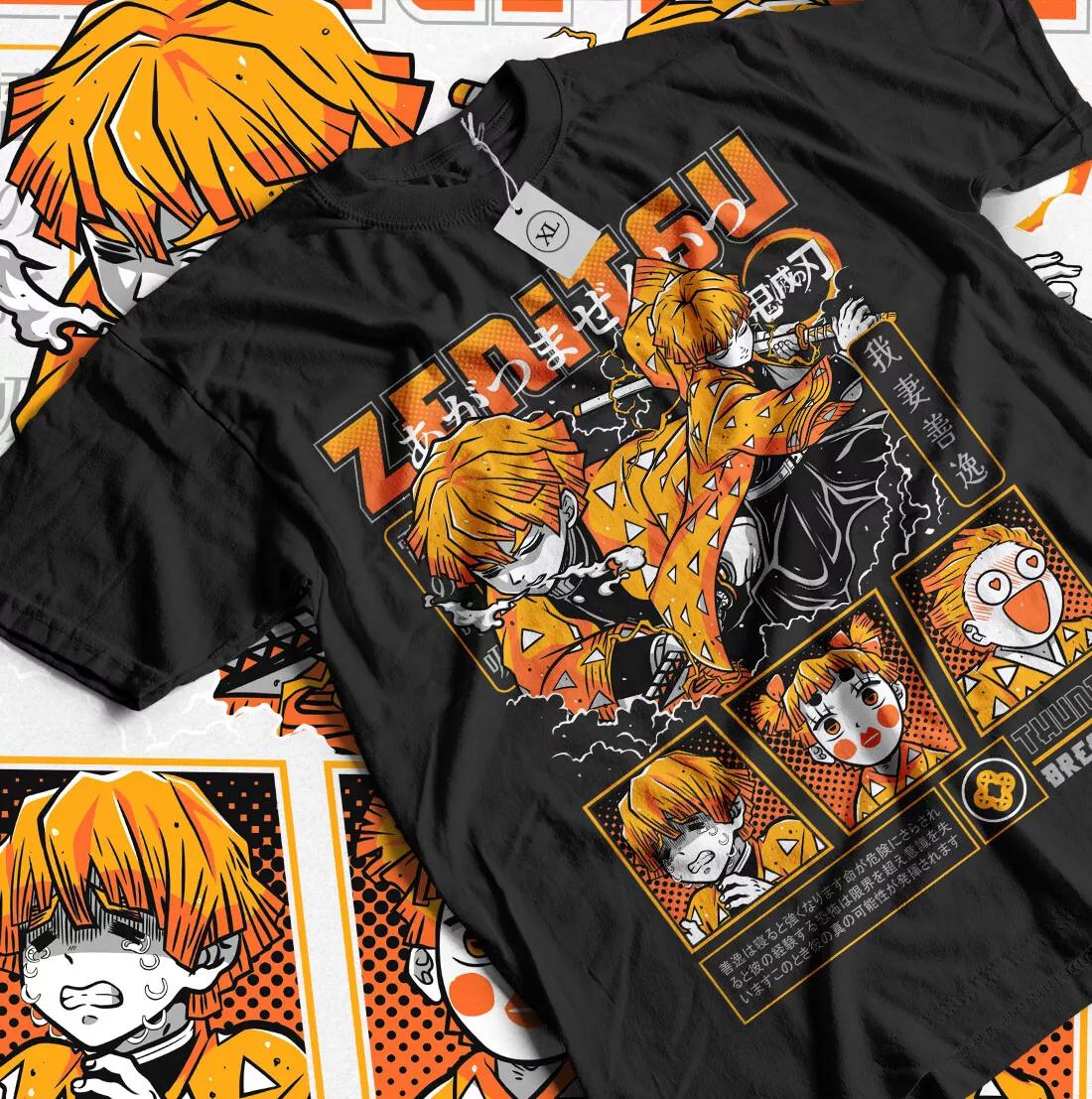 

Agatsuma Zenitsu T-Shirt Demon Slayer Kimetsu No Yaiba Movie Halloween shirt 3XL