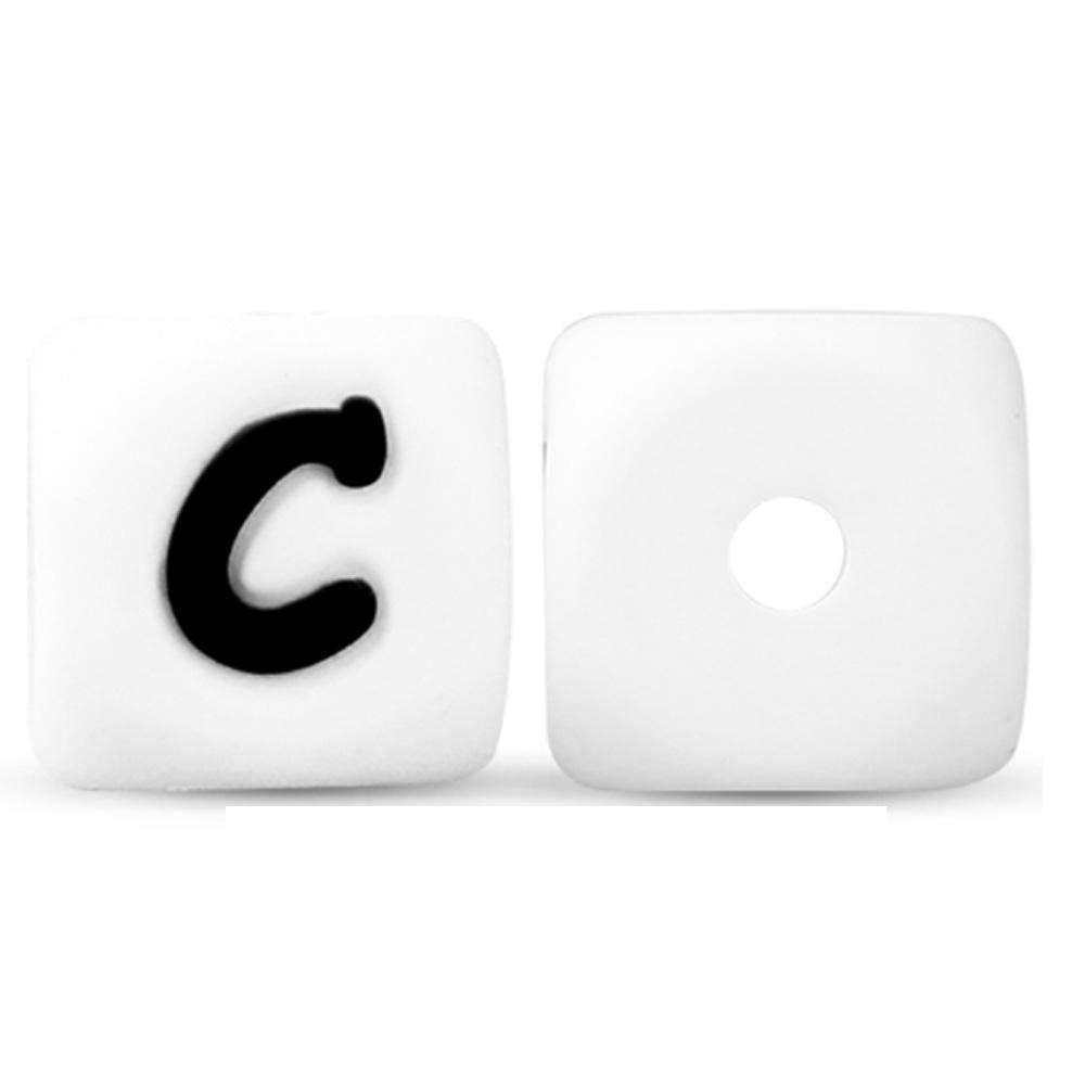 50Pcs/lot Silicone Bead Letters 12mm White Silicone Alphabet Beads DIY Bracelet Pacifier Chain Accessories For Jewelry Making