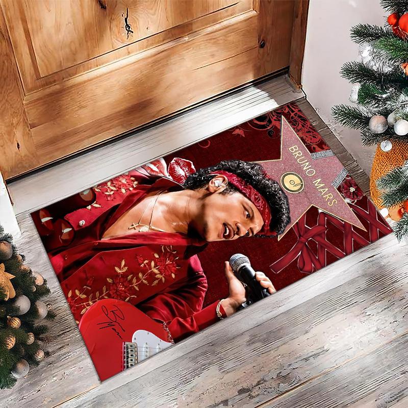 Soft Crystal Velvet Floor Rug,Bruno Mars Anti Slip Decorative Carpet, Plush Area Mat For Indoor Home Decoration