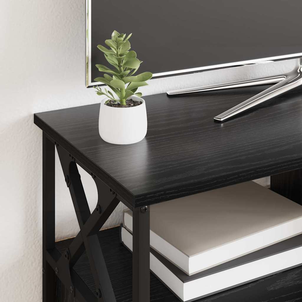 TV Stand with Drawers Black Oak Effect 90 x 33 x 45 cm