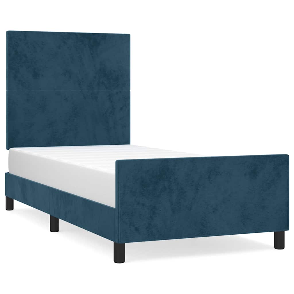 Bed Frame without Mattress Dark Blue 90 x 190 cm Velvet