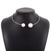 Vintage Korean Style Heart Collar Choker Rhinestone Girl Charm Large Pearls Necklace Fashion Simple Open Collar Necklace Ladies