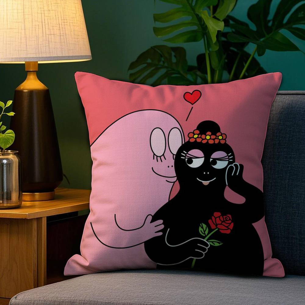 Cartoon Cute B-Barbapapas Pillow Case Plush Fabric Soft Double Sided Print Sofa Cushion Cover Throw Pillow Covers