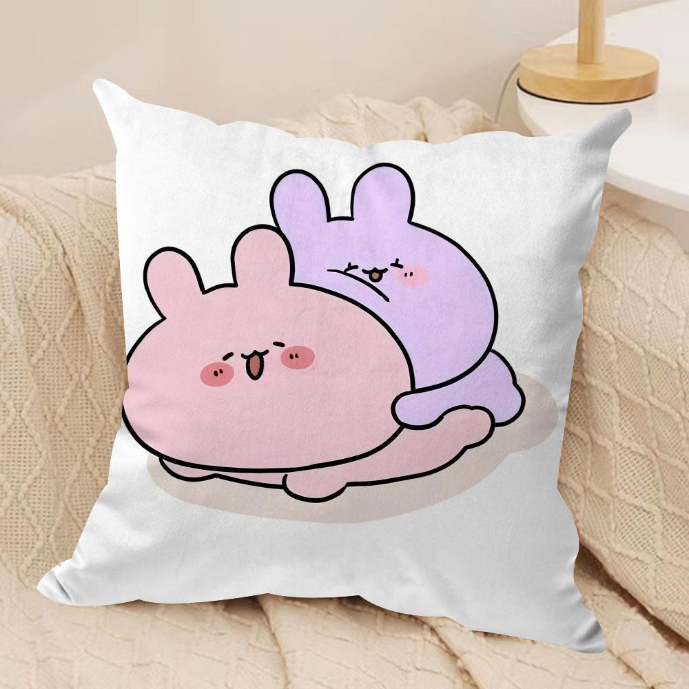 Cartoon Cute Asamimichaan Cushion Cover Silky Short Plush DoubleSided Printed Pillow Case for Sofa All Seasons Home Decor Gift