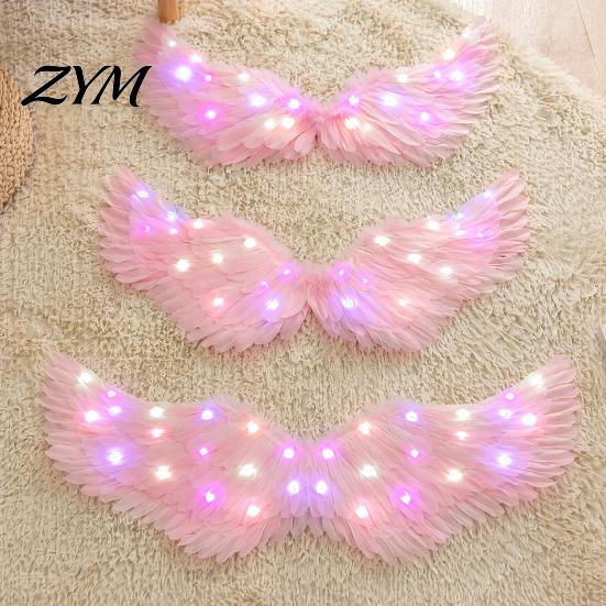 Christmas Angel Costume Accessories LED Light Up Wings Feather for Kids, Swan Glowing Fairy Wings, Halloween Cosplay Party Performance Props Theatre