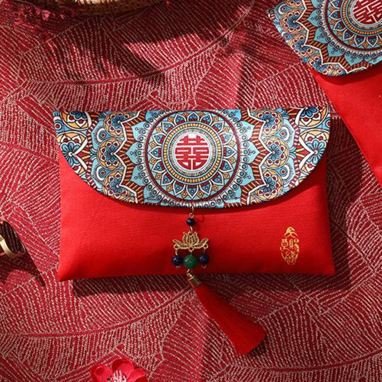 Geantă tradițională pentru bani norocos, reutilizabilă, din mătase artificială, cu atingere festivă, plic roșu de Anul Nou pentru ziua de naștere