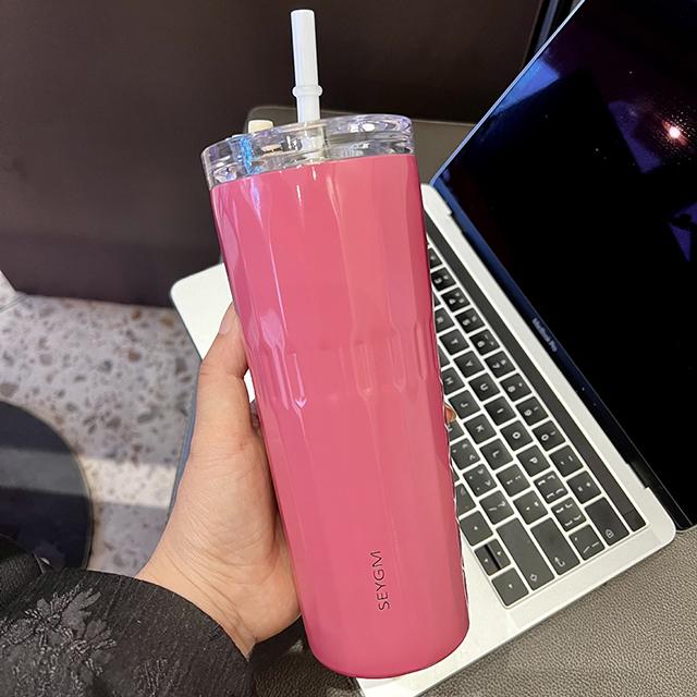 

New Fashion Gradient Colour 304 Stainless Steel Thermos Bottle Portable Straw Insulation Cup Car Travel Coffee Cups Mugs 500ML 500ml красный