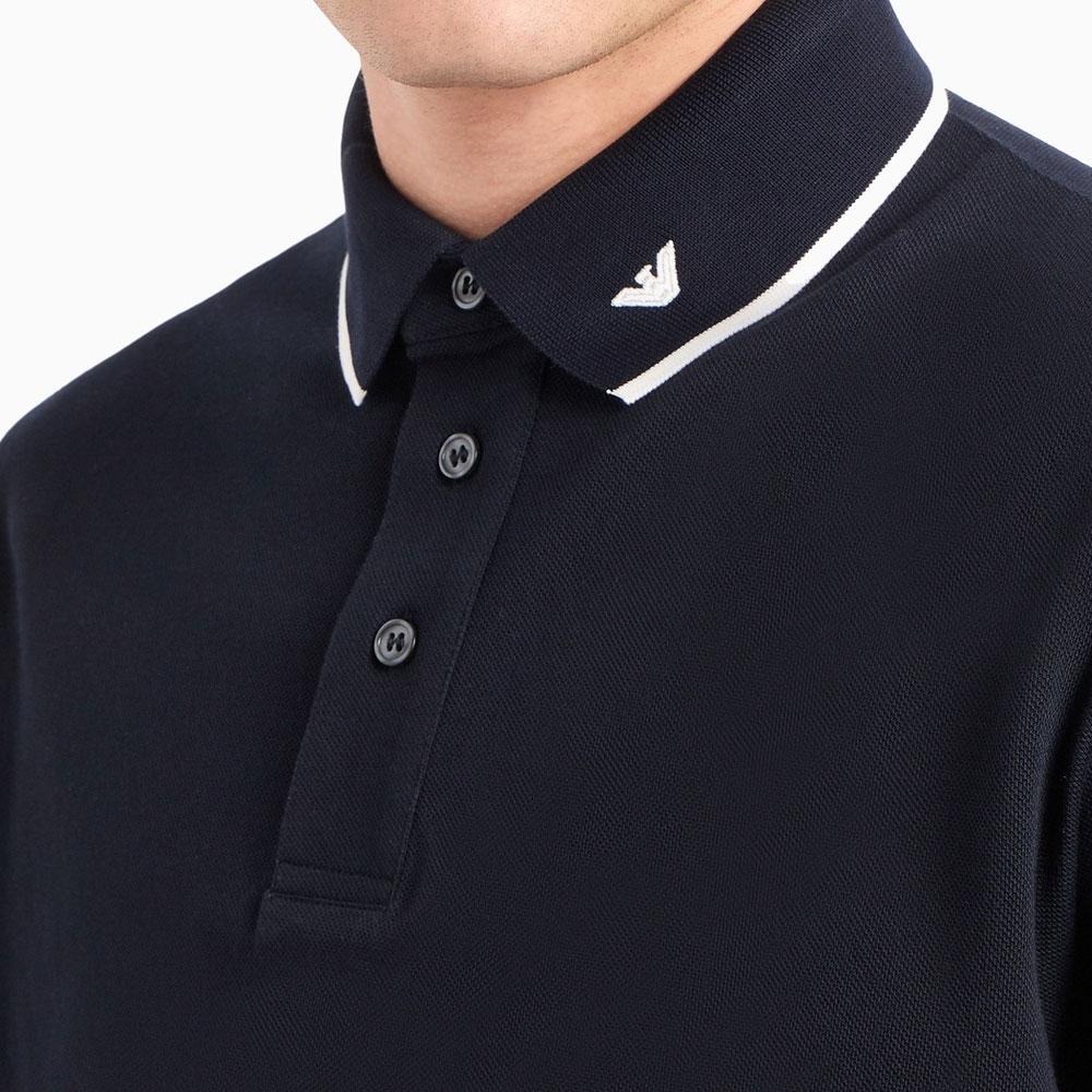 Emporio Armani SS24 Striped Logo Jacquard Straight Casual Short Sleeve Polo Shirt Men polo shirts Black 6D1F65-1JTKZ-00B9