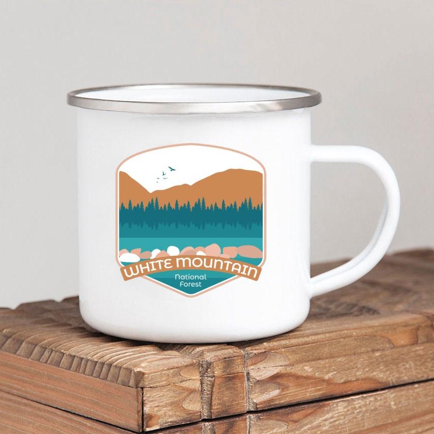 Caneca de café esmaltada Forest Camp Adventure Together Camping Cup Ideia de presente para campista Canecas de fogueira ao ar livre Festival ao ar livre Viagem