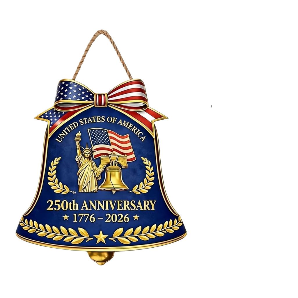 Wooden 250th Anniversary Commemorative Decoration Featuring Eagle with Wings Spread Stars and Stripes Design Suitable for Indoor Outdoor Display