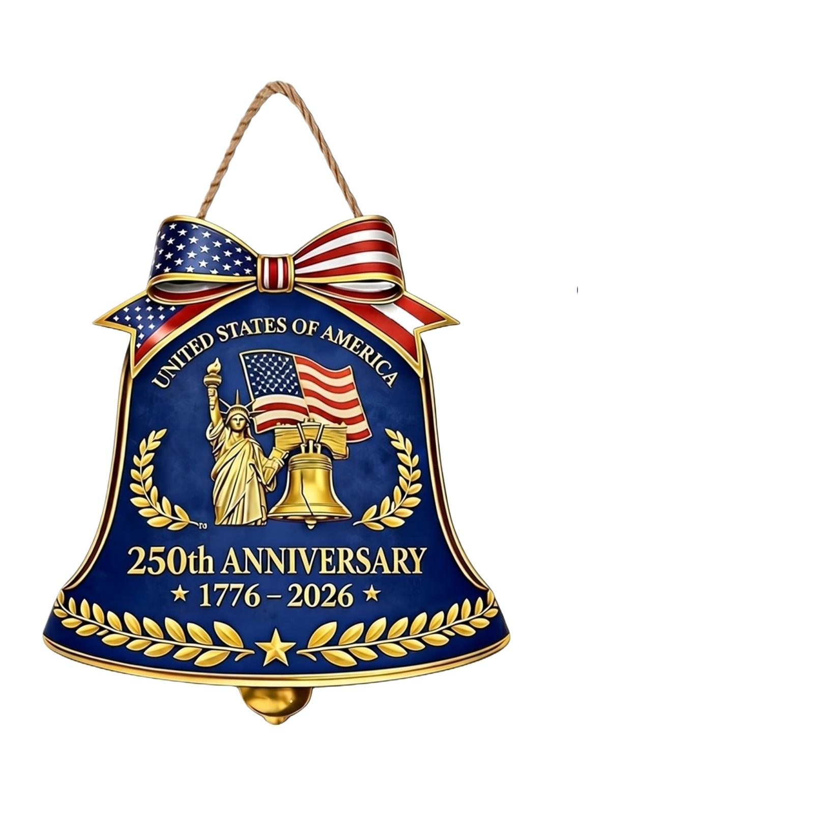 

USA 0th Anniversary Decoration Wooden Door Sign 1776-2026 Wreath Decor One Size