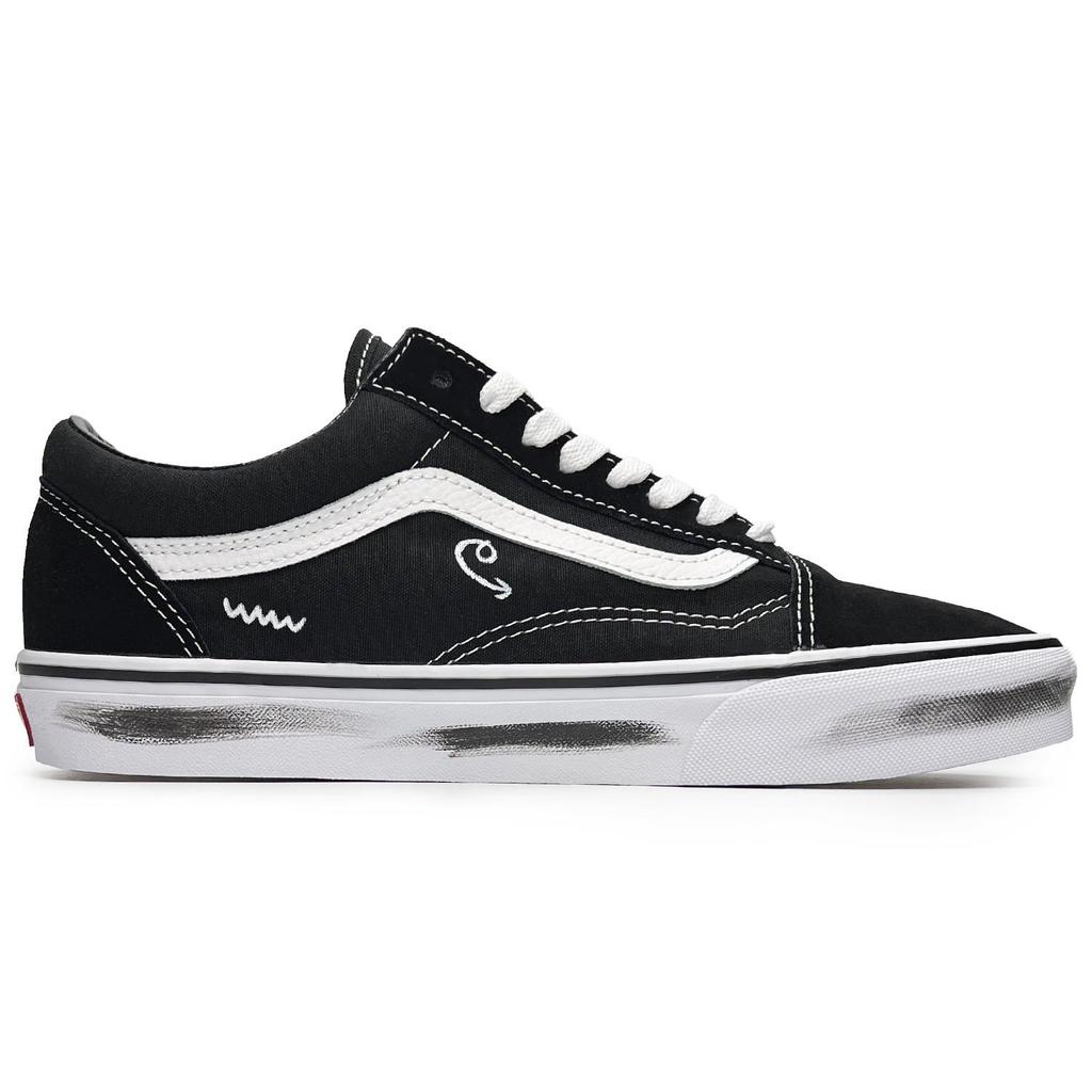 Vans Old Skool Graffiti Bear Slip Resistant Abrasion Resistant Low Top Skateboard Shoes Unisex Black White VN000D3HY28(Team285-)