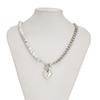 Retro Layer Earrings and Necklace With Bohemian Heart Pendant Pearls Choker And Cuban Chain Jewelry For Women Girls