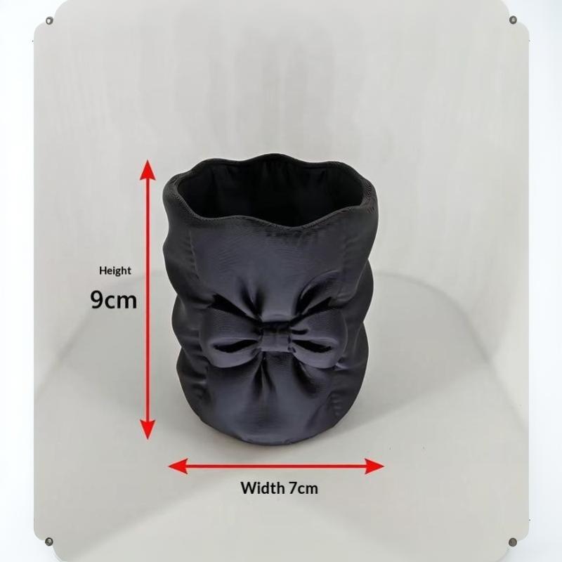 Large Capacity Plastic Makeup Brush Holder Cute Bow Design Cosmetic Organizer for Bedroom Vanity Counter