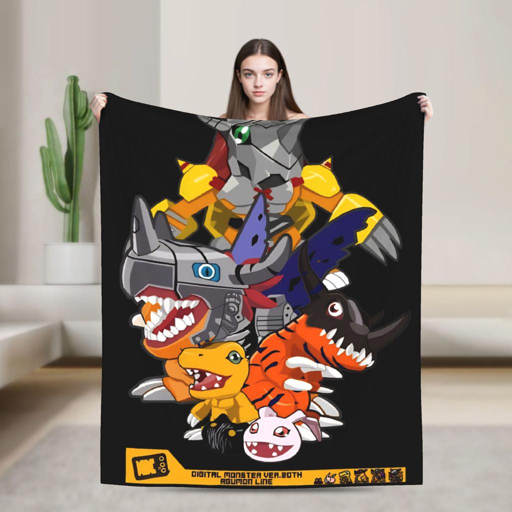 digimon adventure gatomon Flannel Blankets  Warm Soft Bedding Throws for Living Room Picnic Fluffy Bedspread Sofa Bed Cover