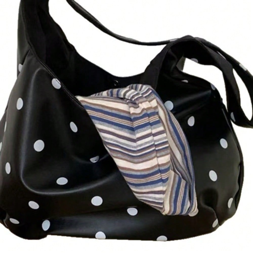 Spring and Summer Retro Polka Dot Large Capacity Tote Bag Shoulder Bag
