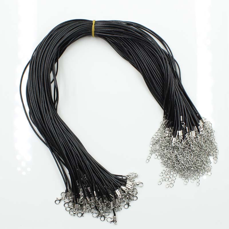 

20Pcs Handmade Leather Adjustable Braided Rope Necklaces & Pendant Charms Findings Lobster Clasp String Cord чорний