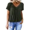 Summer Ladies Solid Colour V-Neck Short Sleeve Top