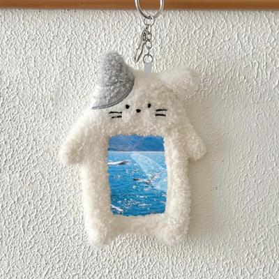 Cartoon-Katze-Plüsch-Kartenhalter, stilvoller Rucksack-Anhänger, Schlüsselanhänger, dekorative Kartenhülle, Studenten-Geschenkzubehör