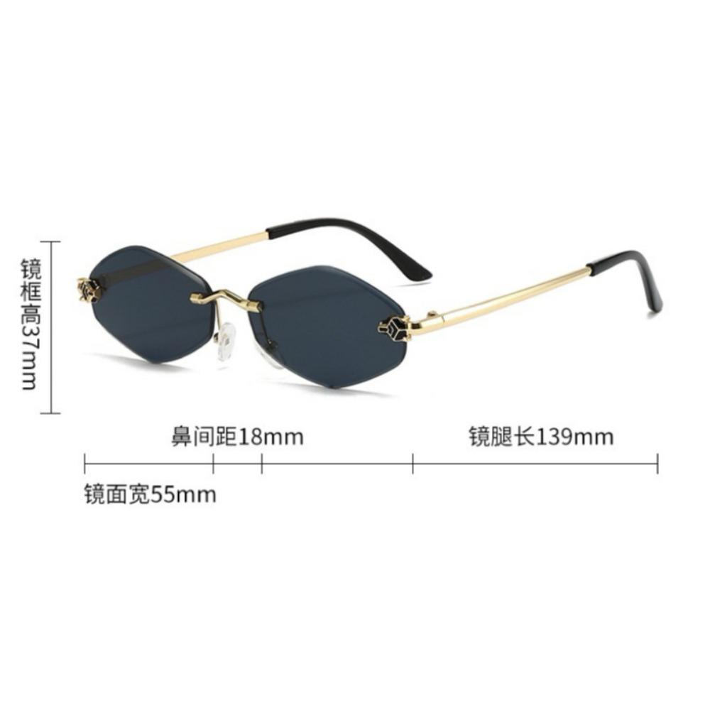 Trendy Rimless Rhombus Sunglasses Stylish Gradient Lens Metal Eyewear Luxury Brand Small Vintage Sun Glasses