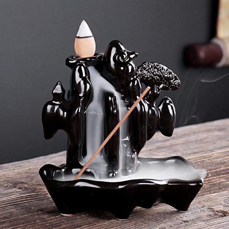 Creative Ceramic Buddha Hand Rockery Backflow Incense Burner for Home or Office