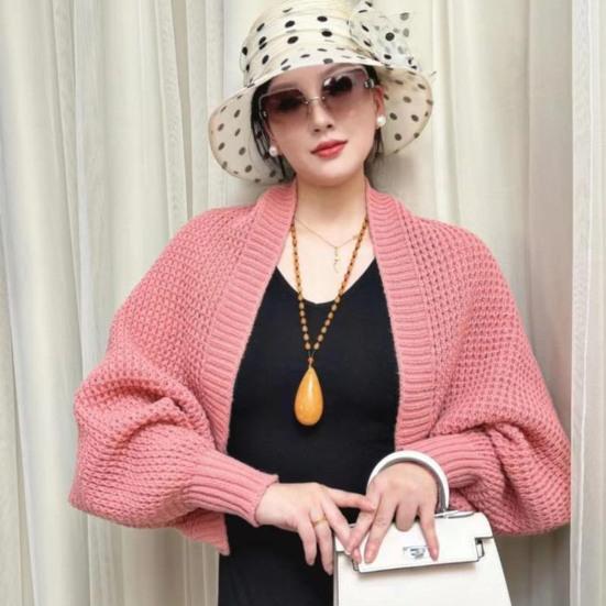 Autumn Winter Knitting Shawl Ribbed Trim Long Sleeve Open Front Shawl Wrap Solid Color Ribbed Trim Cozy Wrap