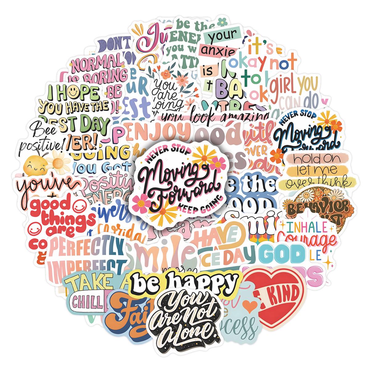 50pcs Inspirational Cultural Stickers for Planner, Notebook, Laptop & DIY - Waterproof & Creative Decoration No