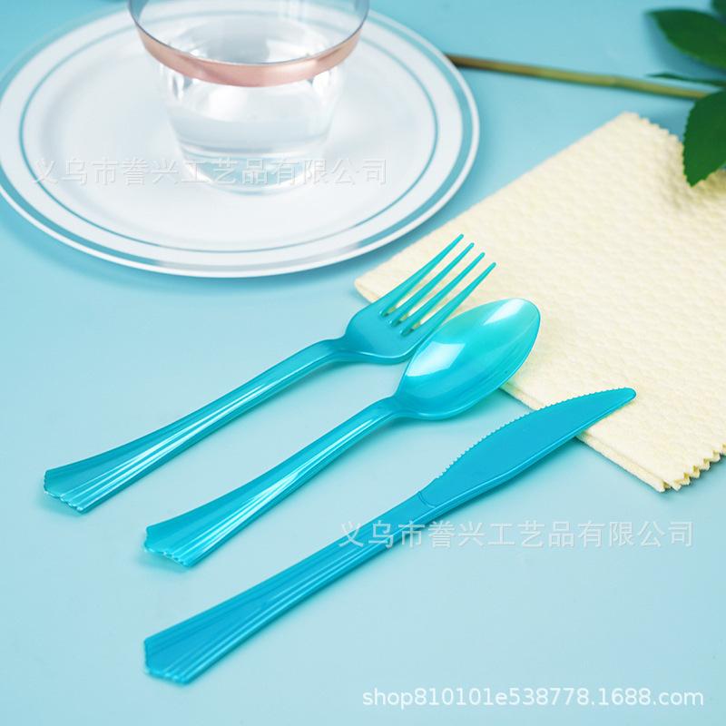 Party Birthday Spot Disposable Knives, Forks And Spoons Plastic Tableware Festive Party Dovetail Knives, Forks And Spoons Foreign Trade