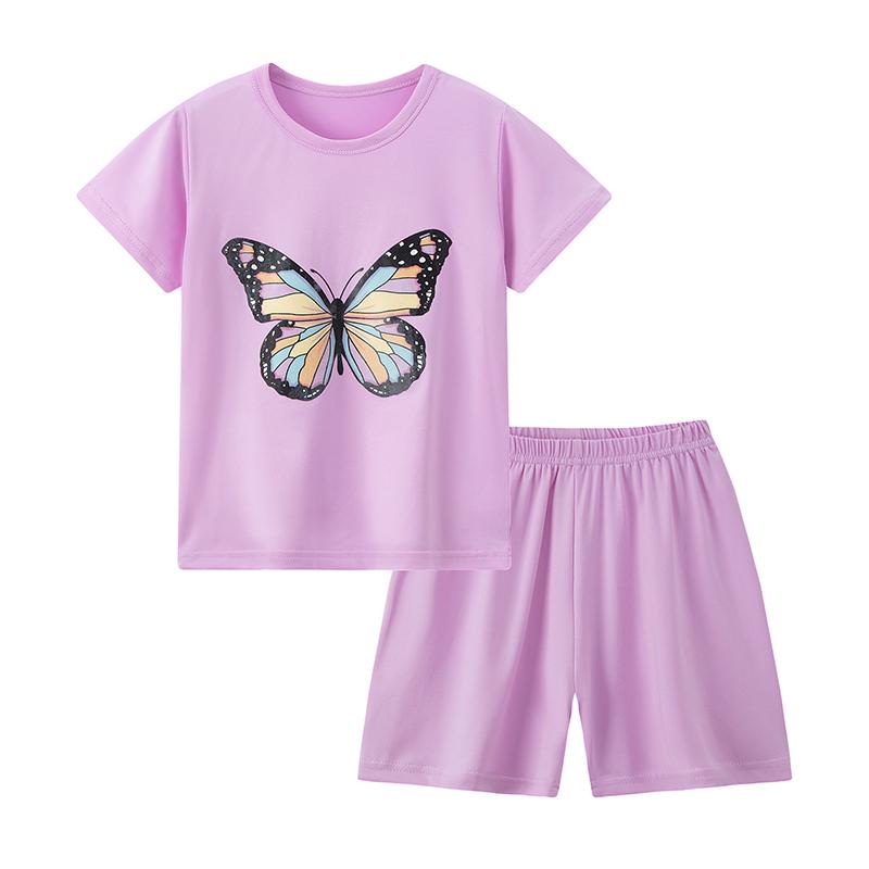 2-piece Summer Children's Comfortable and Versatile Cute Short Sleeved Shorts Set for Boys and Girls Casual Home and Outdoor Set