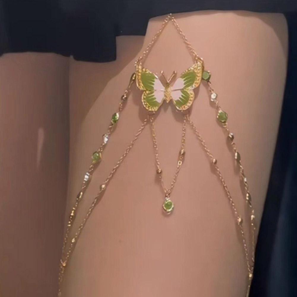 Lanț de Coapsă cu Ciucuri Fluture de Cristal de Vară Ajustabil Pentru Petrecere Bijuterie Accesoriu Lanț Metalic I3J1