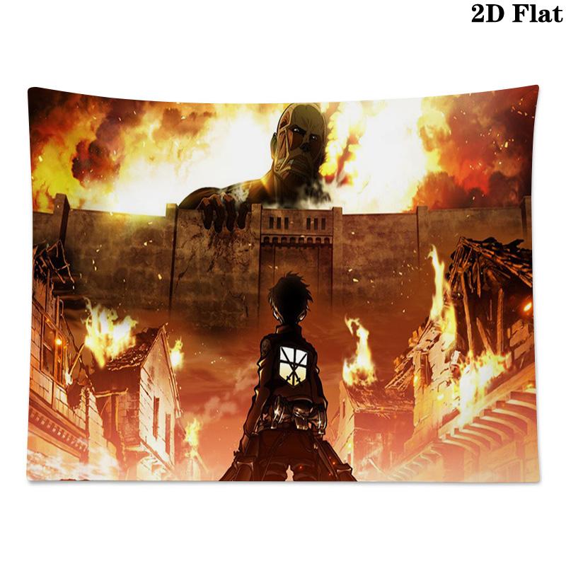 Anime Titan Attack Wall Tapestry Aesthetic Wall Hanging Printed Fabric Blanket Decorative Tapestries for Bedroom Living Room Home Decor