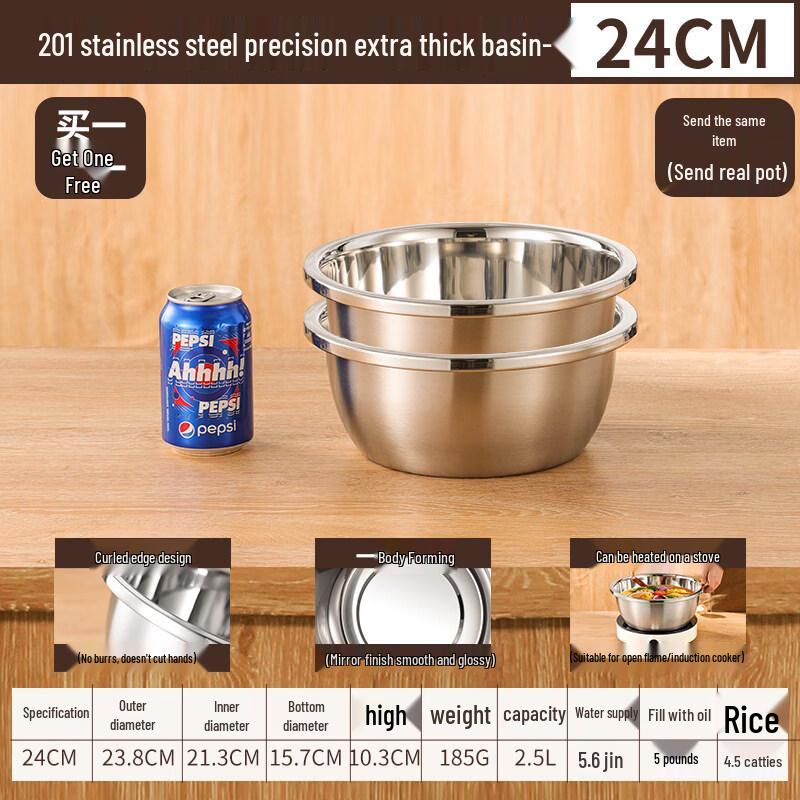 ZISIZ Extra Thick Stainless Steel Basin Bowl