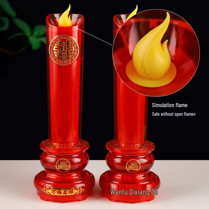 LED Wedding Dragon & Phoenix Smokeless Candle Lights - Red, Battery-Powered with Simulated Flame for Proposals & Ceremonies.