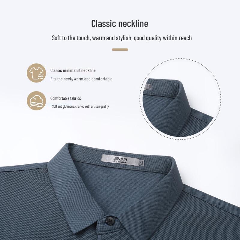 SNOWFLYING Men's Long Sleeve Business Casual Polo Shirt