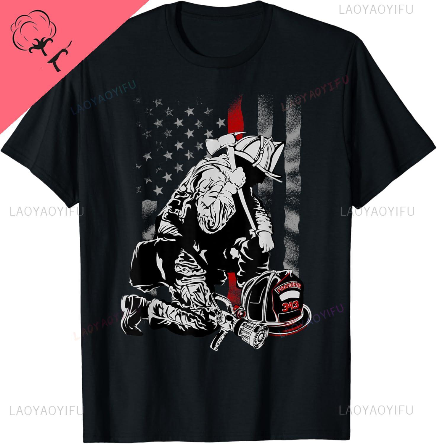 

Fireman American Flag Shirt Thin Red Line Firefighter Shirt TShirt Support Colorado Fires Tshirts Custom Printed Graphic Tops 4XL