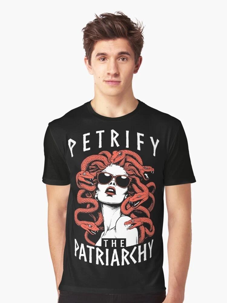 Petrify the Patriarchy Feminist Medusa T-Shirt – Goth Halloween Witch Graphic M
