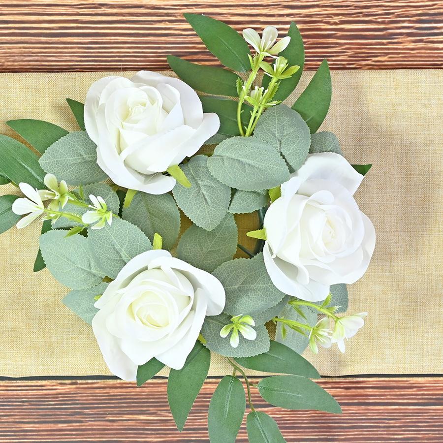 

Имитация розы Подсвечник Венок Украшение для окна Настольный Свадебный Декор Подсвечник Свеча Романтический Венок молочный белый