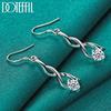 925 Sterling Silver Zircon Geometry Drop Earring for Woman Lady Wedding Engagement Party Fashion Jewelry